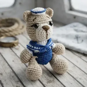 Urso Marinheiro Pequeno Amigurumi - Artesanato e Personalizados