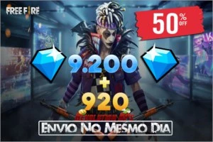 9.200 DIAMANTES FREE FIRE + 920 DE BÔNUS 💎