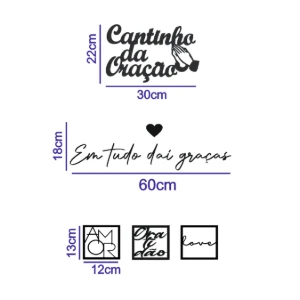 Kit 6 Peças Cantinho da Oração em MDF Preto - Artesanato e Personalizados