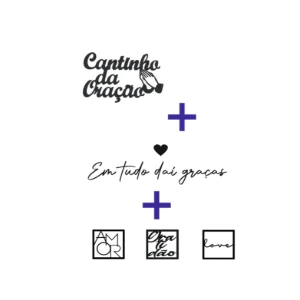 Kit 6 Peças Cantinho da Oração em MDF Preto - Artesanato e Personalizados