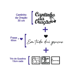 Kit 6 Peças Cantinho da Oração em MDF Preto