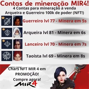 MIR4 Arqueira p/ minerar lvl 81.107K (NFT) + Gold e Pet RARO