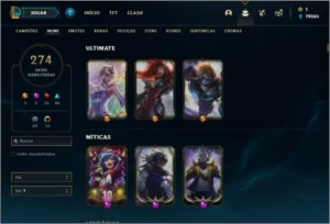 Conta ouro 4 com TODOS os champs e 274 skins ( LEVEL 634 ) - League of Legends LOL