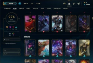Conta ouro 4 com TODOS os champs e 274 skins ( LEVEL 634 ) - League of Legends LOL