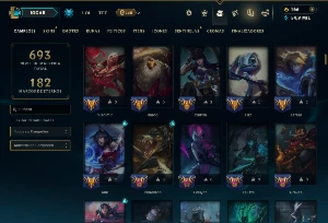 Esmeralda 1 com TODOS os Champs e 206 Skins +2 Prestigios - League of Legends LOL