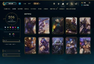 Esmeralda 1 com TODOS os Champs e 206 Skins +2 Prestigios - League of Legends LOL