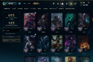 Esmeralda 1 com TODOS os Champs e 206 Skins +2 Prestigios - League of Legends LOL