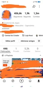 Conta no kwai - Redes Sociais