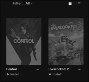 Conta Epic com Control e Overcooked 2 - Epic Games