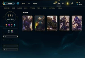 Conta Platina 2 com TODOS os champ e 251 Skins + 7 Prestigio - League of Legends LOL