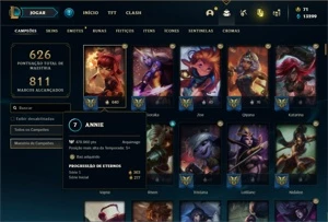 Conta Platina 2 com TODOS os champ e 251 Skins + 7 Prestigio - League of Legends LOL