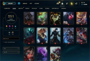 Conta Platina 2 com TODOS os champ e 251 Skins + 7 Prestigio - League of Legends LOL