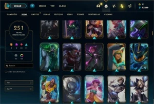 Conta Platina 2 com TODOS os champ e 251 Skins + 7 Prestigio - League of Legends LOL