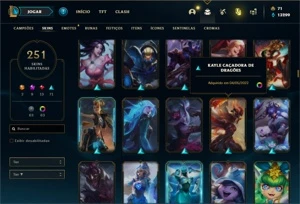 Conta Platina 2 com TODOS os champ e 251 Skins + 7 Prestigio - League of Legends LOL