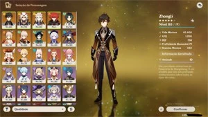 Genshin AR 57 14 Personagens T5, 6 Armas T5 - Genshin Impact