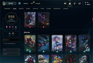 CONTA DE LOL 220 SKINS - LVL 420+ TODOS OS CAMPEÕES - League of Legends