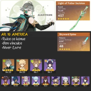Alhaitam + Assinatura e Espinha Celestial  Ar 10 Niver Livre - Genshin Impact