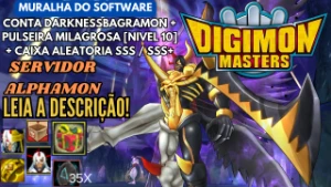 Conta Digimon Masters D.Bagra + Pulseira Mil. + Box Sss/Sss+