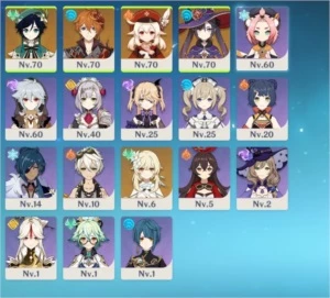 Genshin Impact - AR39 (Venti+Klee+Childe+Mona+ Diona C2...)
