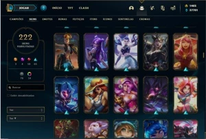 Conta ouro 2 com TODOS os champs e 222 Skins + 3 Prestigios - League of Legends LOL