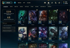 Conta ouro 2 com TODOS os champs e 222 Skins + 3 Prestigios - League of Legends LOL