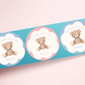 Adesivos para Chá Revelação com Ursinhos - Artesanato e Personalizados