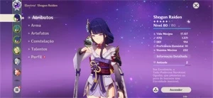 Conta Genshin Impact AR 47 com Ganyu e Raiden + Jean