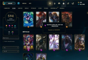 Conta Unranked com TODOS os champs e 594 Skins + 7 Miticas - League of Legends LOL