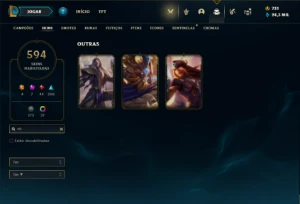 Conta Unranked com TODOS os champs e 594 Skins + 7 Miticas - League of Legends LOL