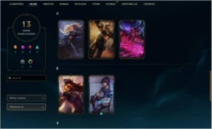 Conta Ouro 3 13 skin - 56 Champ - League of Legends LOL