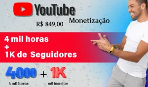 Alcance a Monetização: 4 mil Horas + 1k Seguidores por R$849 - Redes Sociais