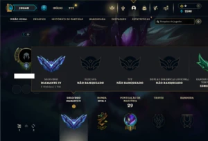 Diamante 4 com 35 Champs e 3 Skins + 2 Fragmentos - League of Legends LOL