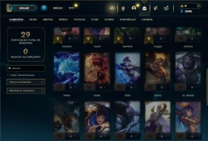 Diamante 4 com 35 Champs e 3 Skins + 2 Fragmentos - League of Legends LOL