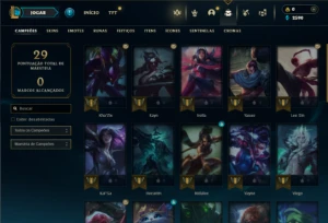 Diamante 4 com 35 Champs e 3 Skins + 2 Fragmentos - League of Legends LOL