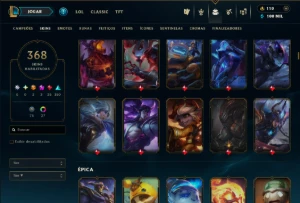 Bronze 2 com TODOS os Champs e 368 Skins ( MID / ADC / JG ) - League of Legends LOL