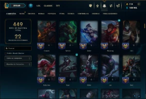 Bronze 2 com TODOS os Champs e 368 Skins ( MID / ADC / JG ) - League of Legends LOL