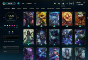 Bronze 2 com TODOS os Champs e 368 Skins ( MID / ADC / JG ) - League of Legends LOL