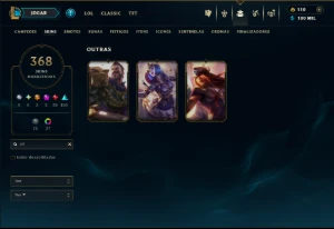 Bronze 2 com TODOS os Champs e 368 Skins ( MID / ADC / JG ) - League of Legends LOL