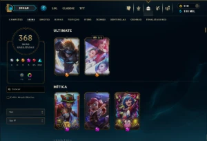 Bronze 2 com TODOS os Champs e 368 Skins ( MID / ADC / JG ) - League of Legends LOL