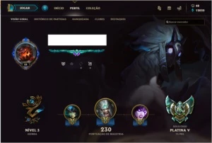 Conta LOL Platina 5 / 67 Skins / 110 Campeoes - League of Legends