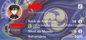 AR 58 c/ RAIDEN C1, ZHONGLI C1, XIAO C1, HUTAO, YAE MIKO e + - Genshin Impact