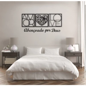 Quadros e Frase Abençoado por Deus em MDF