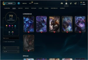 CONTA LEAGUE OF LEGENDS 120 CHAMPS 72 SKINS . SEASON 5 LOL