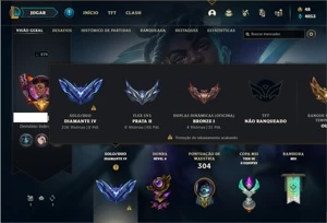 Conta Diamante 4 com 103 Champs e 230 Skins + 77 Cromas - League of Legends LOL