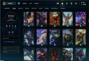Conta Diamante 4 com 103 Champs e 230 Skins + 77 Cromas - League of Legends LOL