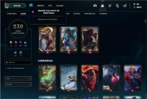 Conta Diamante 4 com 103 Champs e 230 Skins + 77 Cromas - League of Legends LOL