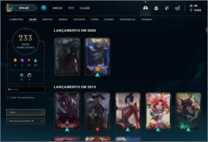 CONTA LEAGUE OF LEGENDS 223 SKINS PLATINA LOL
