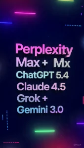 Perplexity Max +ChatGPT 5.4 +Claude 4.5 +Grok +Gemini 3.0 - Assinaturas e Premium