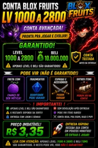 Conta Blox Fruits Lv 1000–2800 + 10M Beli Chance Mitica 98%