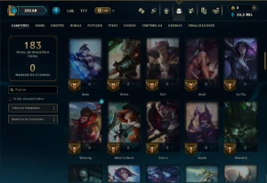 Ferro 1 com 90 Champs e 17 Skins ( Mais de 80 Jogos ) - League of Legends LOL